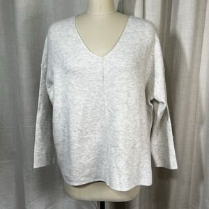 NEW! J. Jill Sweater Pearl White Heather Women's Size Petite PXL V-Neck Top